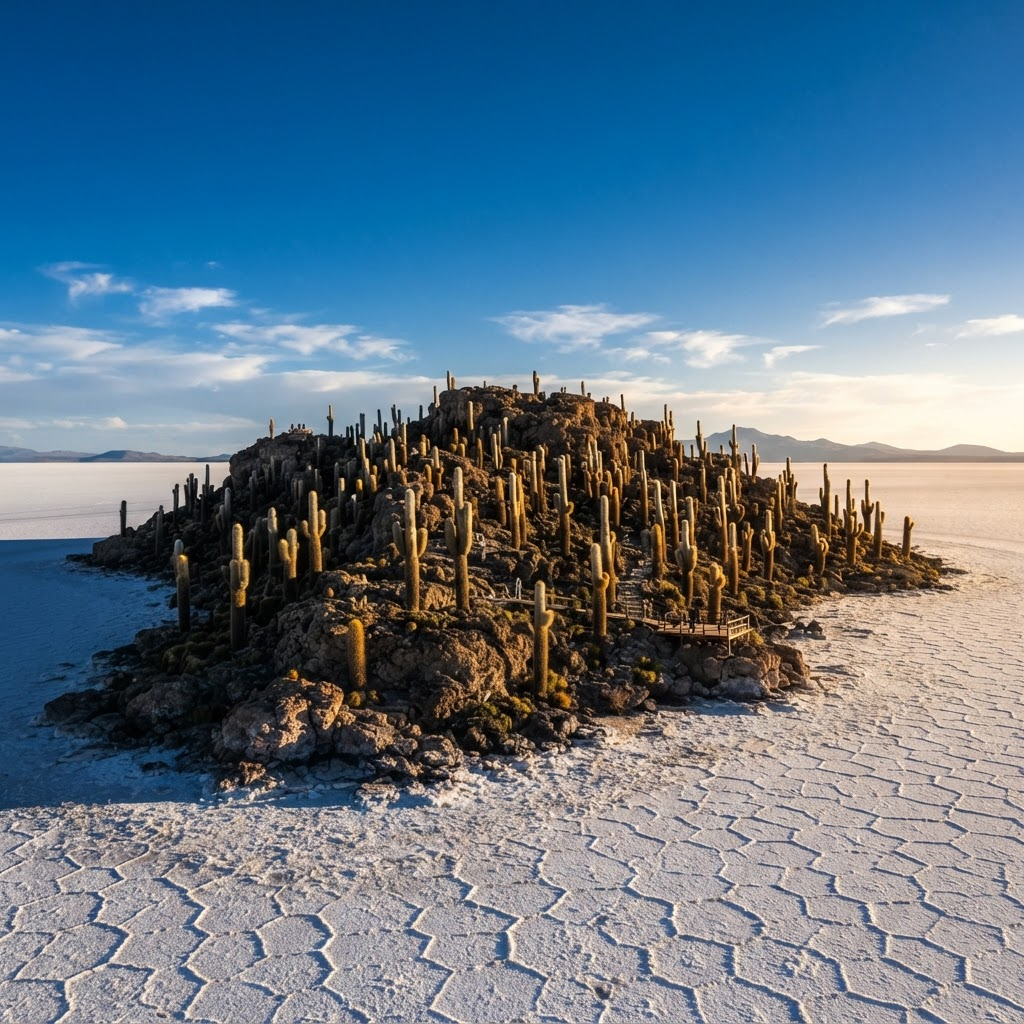 Giant cacti on Incahuasi Island