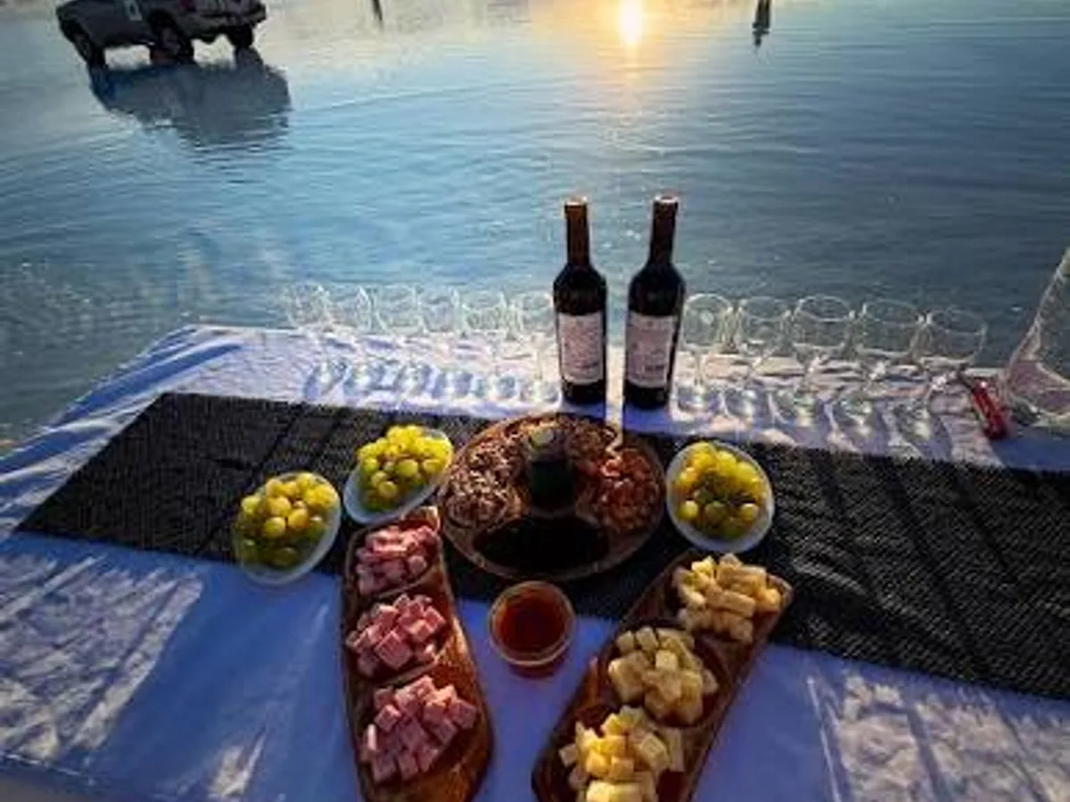 An aperitif laid out on the salt crust