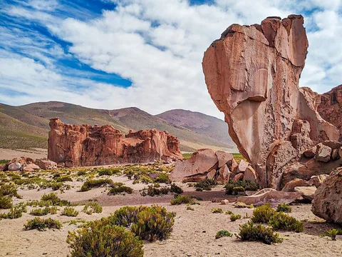 Eroded rock towers in the Valle de Rocas Eroded rock towers in the Valle de Rocas